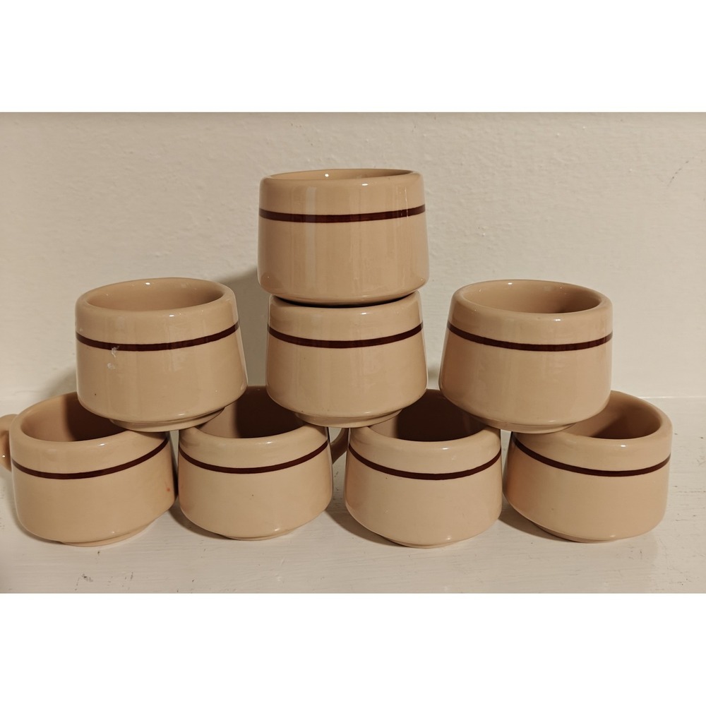 Vintage Walker China Toltec Vitrified Restaurant COFFEE CUPS Set Of 8
